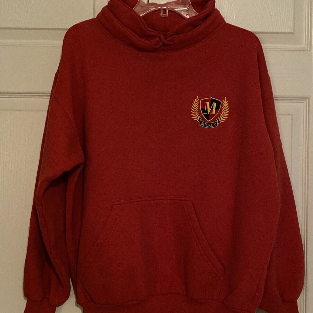 Disney Store Mickey Mouse Embroidered Sweatshirt Adult Size Medium Red